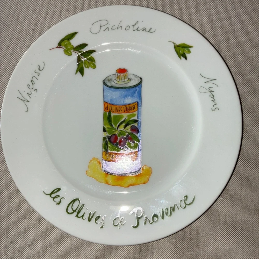 Crate & Barrel LES OLIVES DE PROVENCE Appetizer Plate Set 6 pc Revol France
